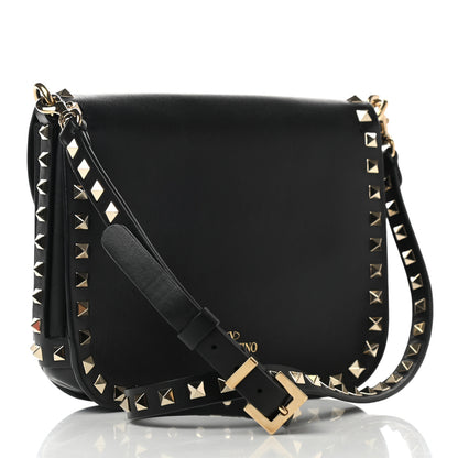 Valentino Garavani Vitello Rockstud Shoulder Flap Messenger Bag Black 3 of 8