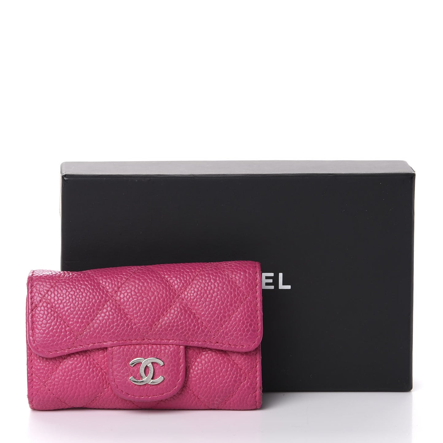 Caviar Quilted 6 Key Holder Pink