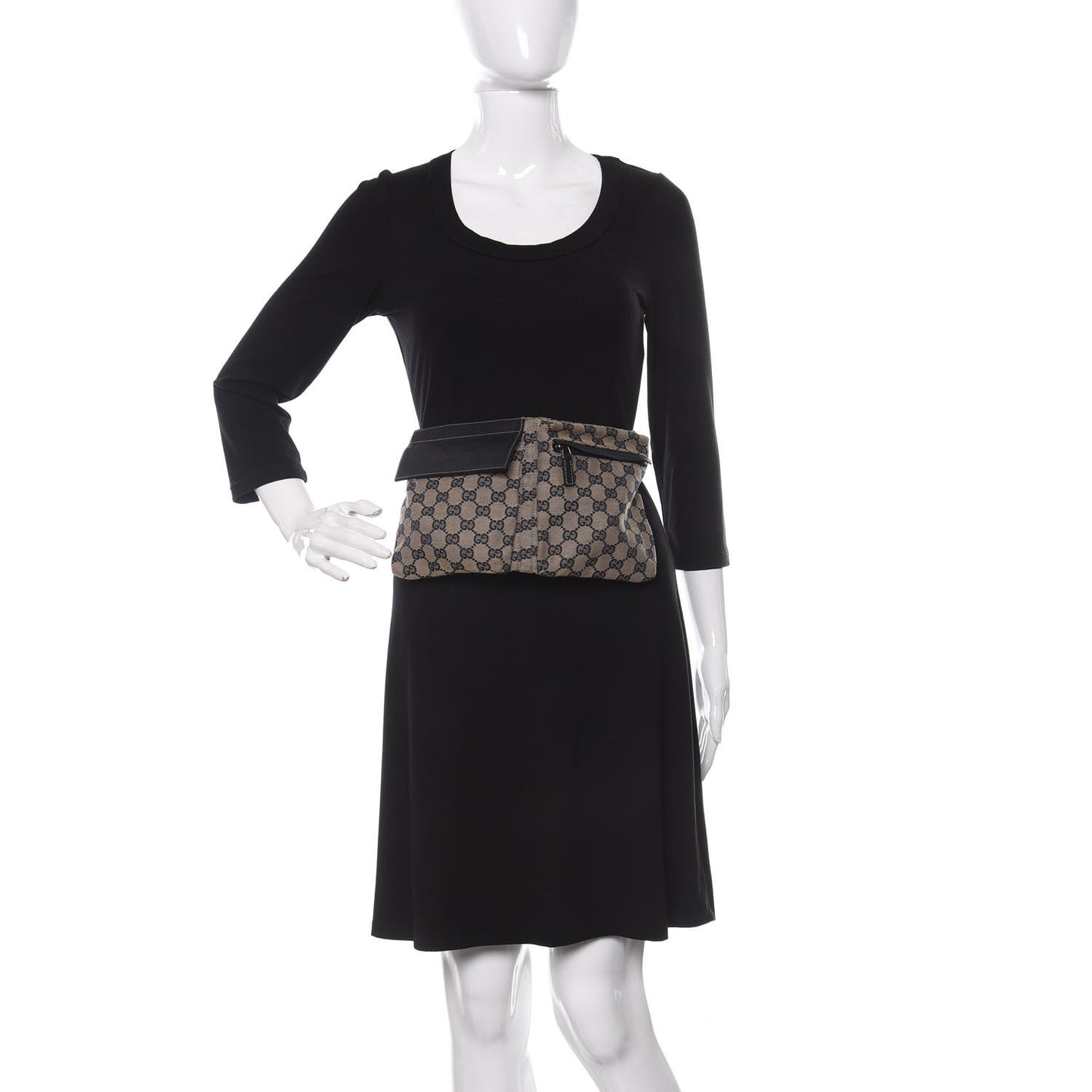 GG Monogram Web Double Pocket Belt Bag Navy
