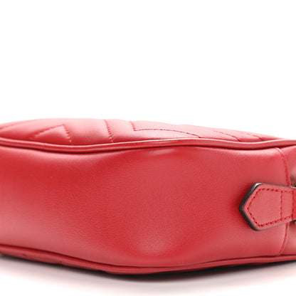 Gucci Calfskin Matelasse Mini GG Marmont Chain Shoulder Bag Hibiscus Red 9 of 9