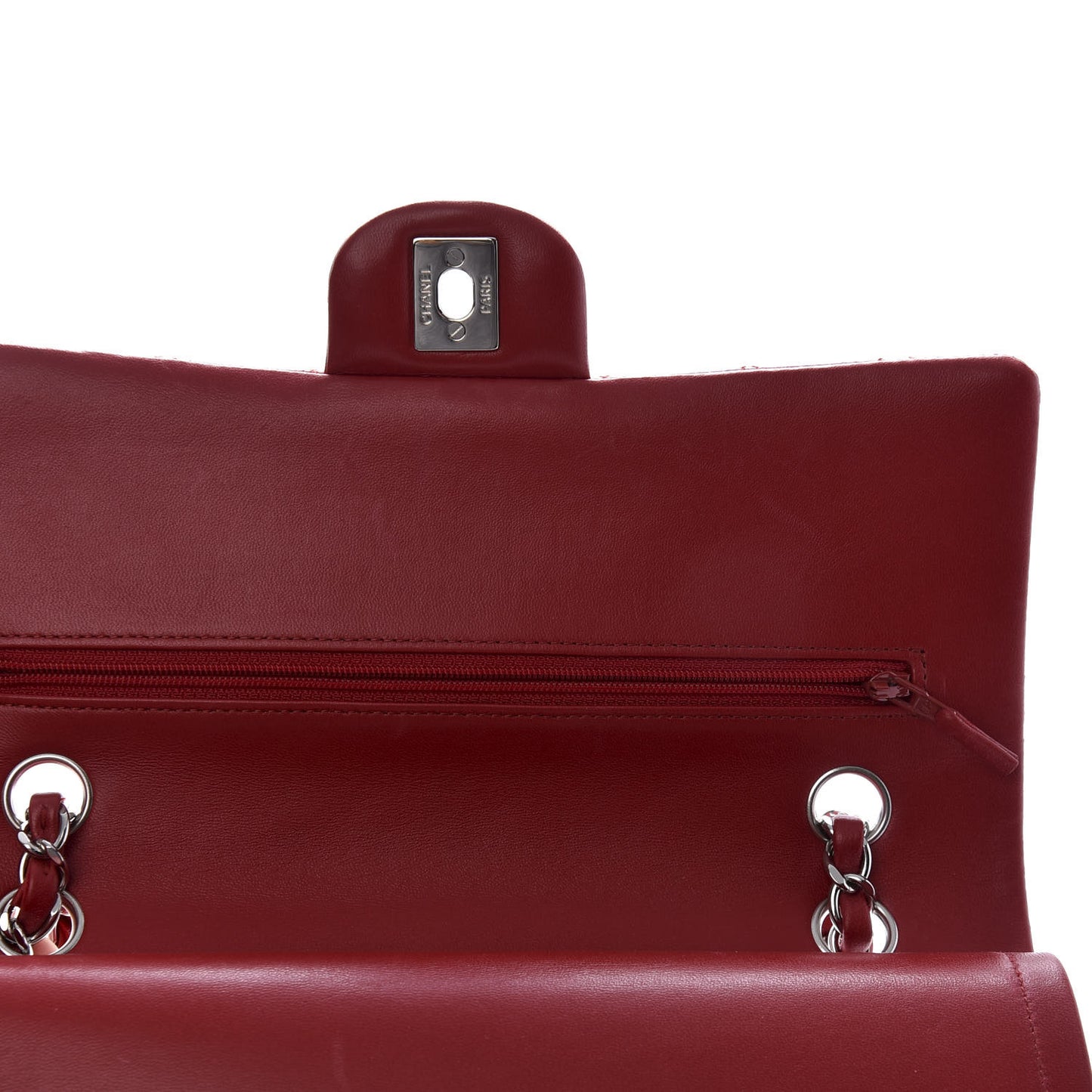 Lambskin Quilted Medium Double Flap Red