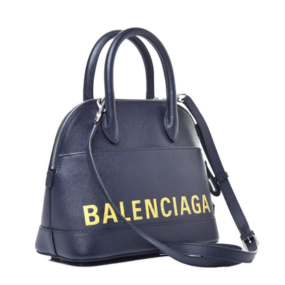 Balenciaga Signature Grained Calfskin Logo S Ville Top Handle Bag Bleu Tempete Jaune 3 of 8
