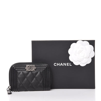 Chanel Caviar Quilted Boy Zip Around Coin Purse Wallet Black 8 of 8