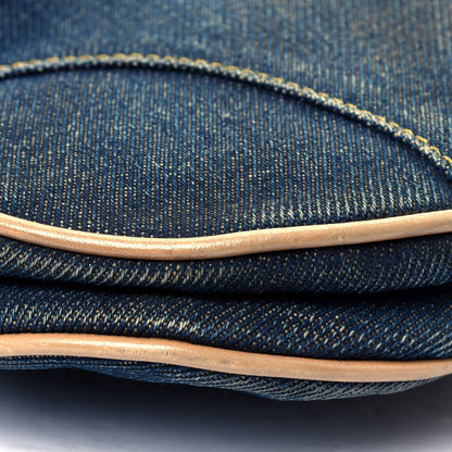 Christian Dior Denim Calfskin Saddle Bag Blue 5 of 12