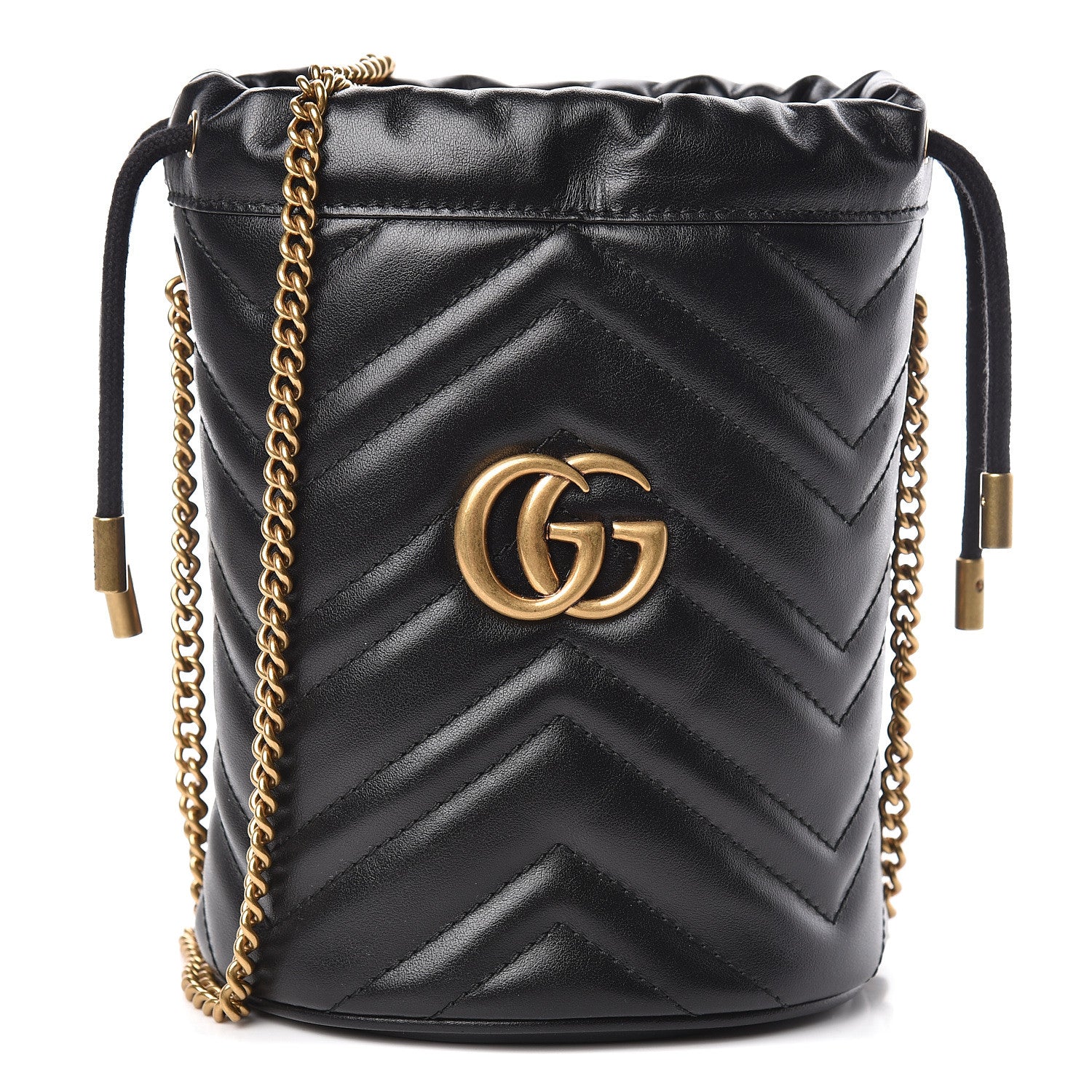 Gucci Calfskin Matelasse Mini GG Marmont 2.0 Bucket Bag Black 1 of 11