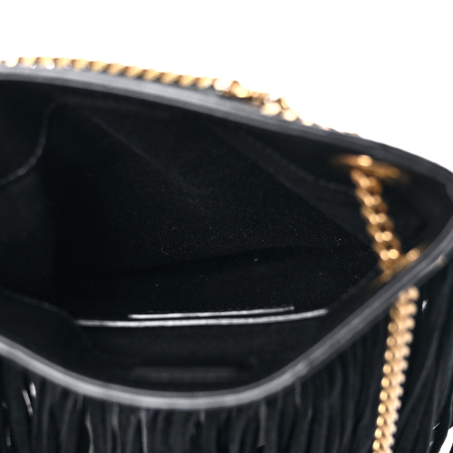 Suede Calfskin Small Grace Fringed Hobo Bag Rope Black