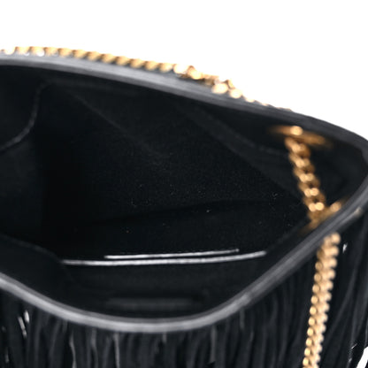 Saint Laurent Suede Calfskin Small Grace Fringed Hobo Bag Rope Black 4 of 10