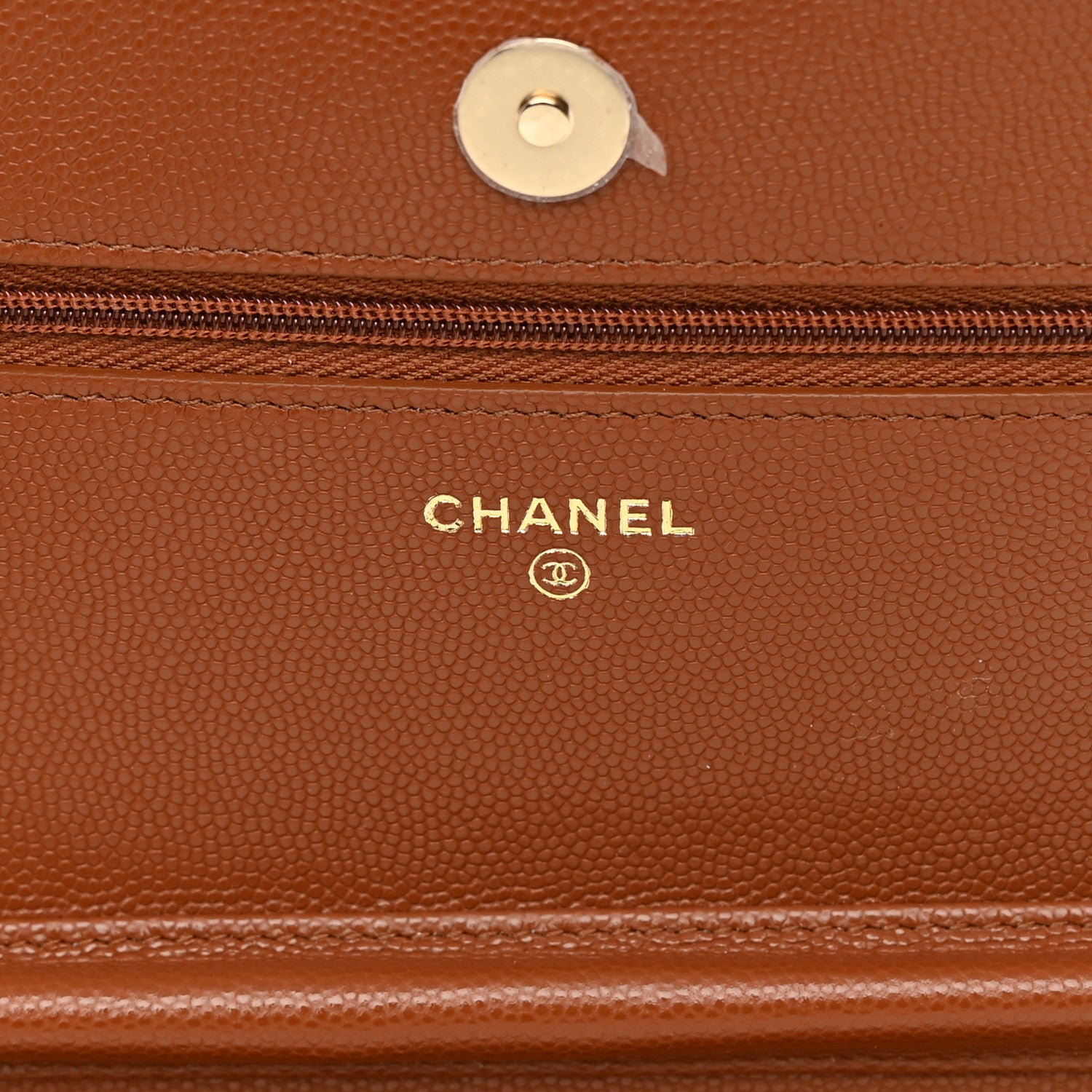 Chanel Shiny Caviar Quilted Strass Wallet On Chain WOC Light Brown 6 of 14