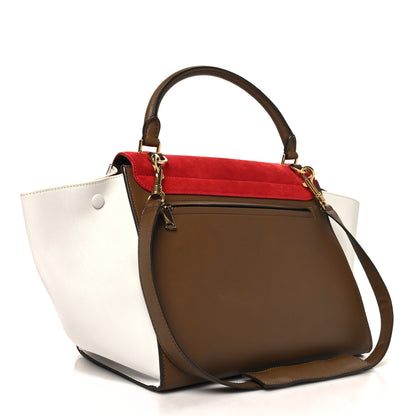 Celine Smooth Calfskin Suede Medium Tri-Color Trapeze Vermillion 3 of 12