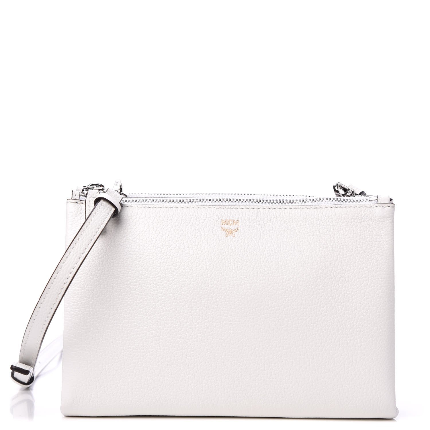 MCM Grained Calfskin Milla Double Crossbody Bag White 1 of 10