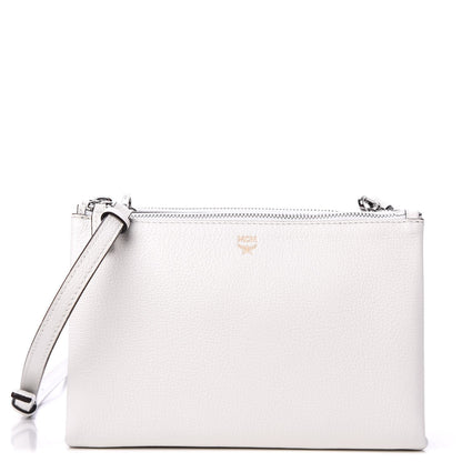 MCM Grained Calfskin Milla Double Crossbody Bag White 1 of 10