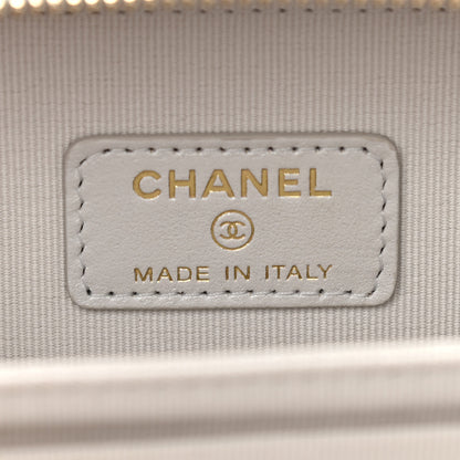 Chanel Metallic Lambskin Quilted Top Handle Vanity Case Silver 6 of 10