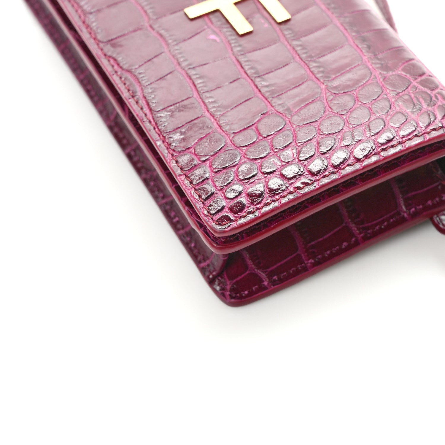 Tom Ford Crocodile Embossed Calfskin TF Mini Bag Cranberry 13 of 14