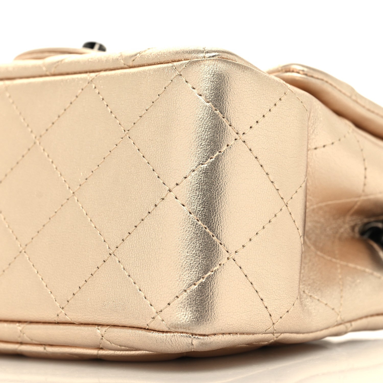 Chanel Metallic Lambskin Quilted Mini Square Flap Gold Black 7 of 10