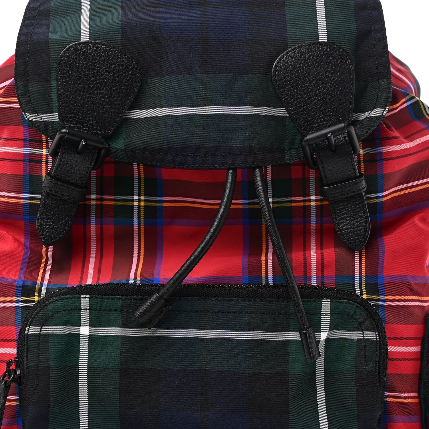 Burberry Laminated Tartan Patchwork Medium Rucksack Backpack Military Red 7 of 9