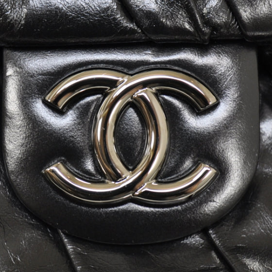 Leather Twisted Maxi Flap Black