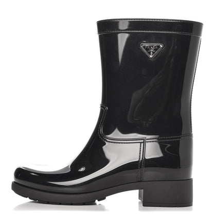 Prada Sport Rubber Mid Calf Rain Boots 40 Black 1 of 11