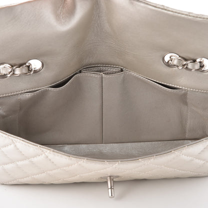 Chanel Metallic Lambskin Quilted East West Flap Silver 5 of 7