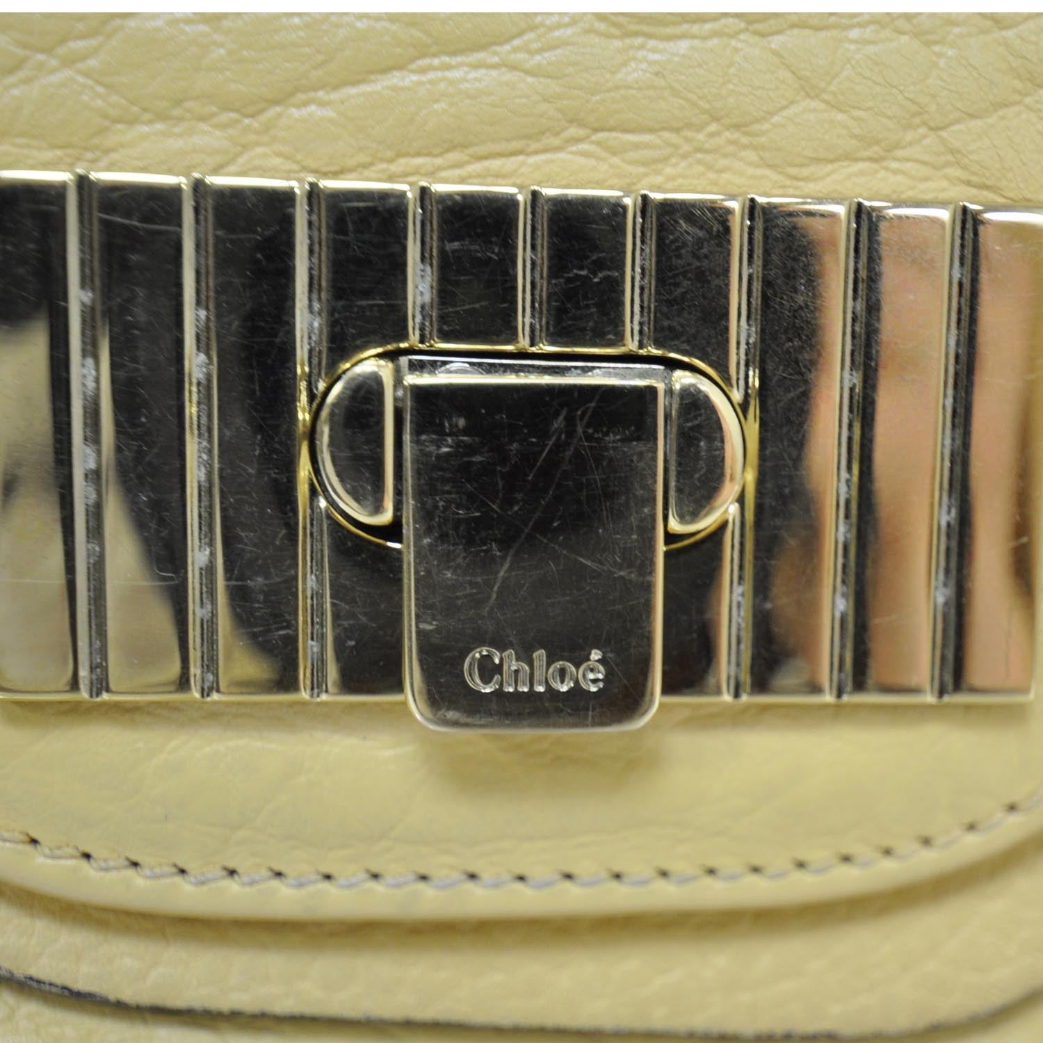 Chloe Grained Calfskin Sally Flap Bag Yellow 9 of 10