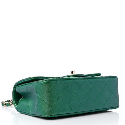 Chanel Iridescent Calfskin Quilted Mini Rectangular Flap Green 4 of 10