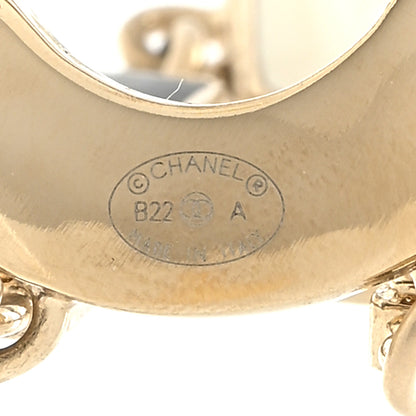 Chanel Metal Enamel Cha-Nel Logo Drop Earrings Black White 4 of 4