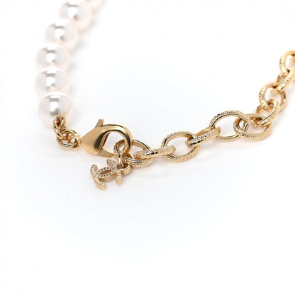 Chanel Pearl Crystal CC Short Necklace Gold 3 of 4