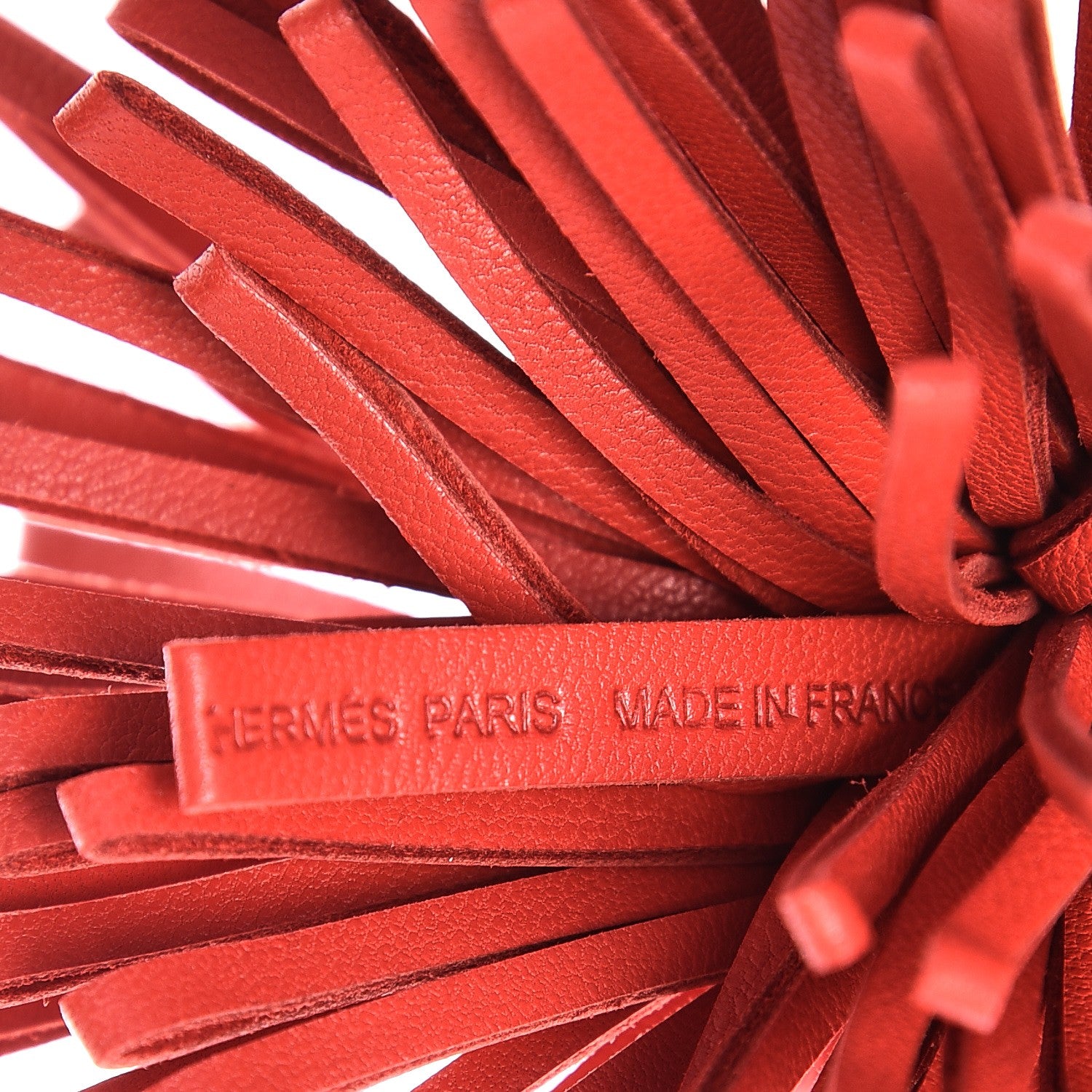 Hermes Lambskin Carmen Tassel Key Holder Rouge Casaque 4 of 4