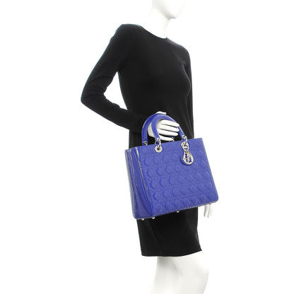 Christian Dior Patent Cannage Large Lady Dior Blue 3 of 7