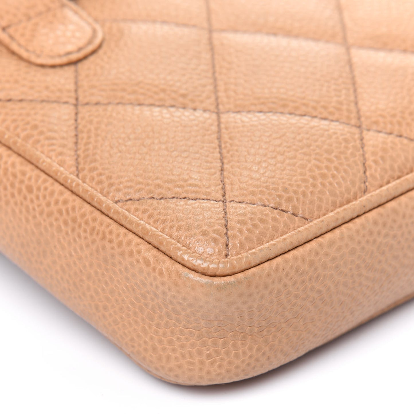 Caviar Quilted Flap Belt Bag Clutch 85 34 Beige