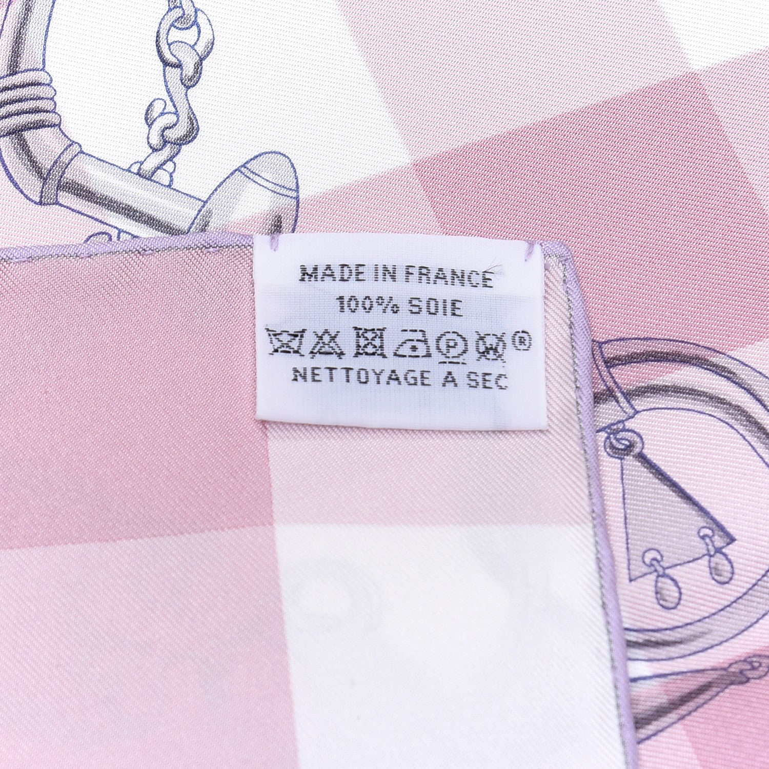 Hermes Silk Mors et Gourmettes Vichy Scarf 90 Parme Mauve White 5 of 5