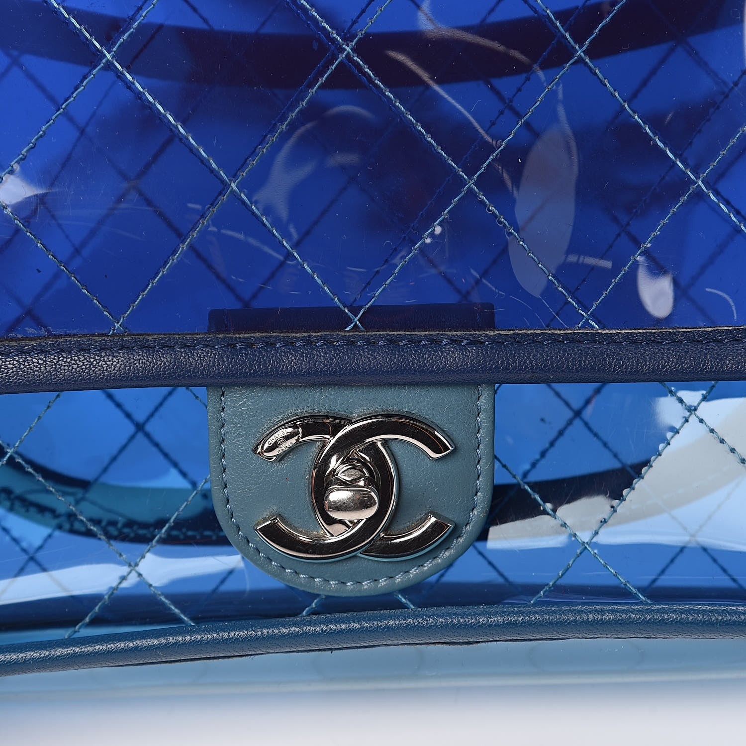 Chanel PVC Lambskin Stitched Medium Coco Splash Flap Blue 10 of 10