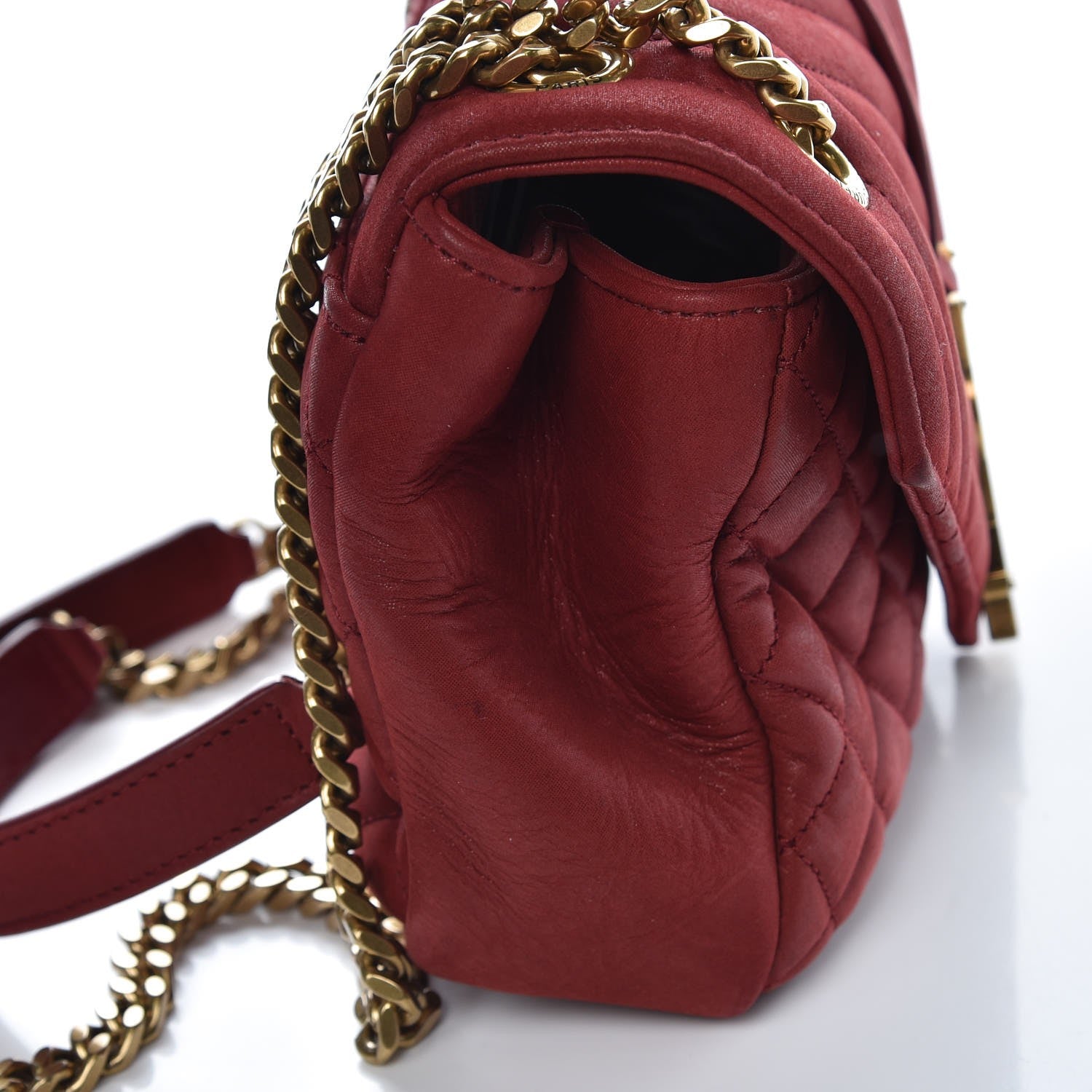 Saint Laurent Metallic Calfskin Tri-Quilt Monogram Medium College Bag Red 9 of 9