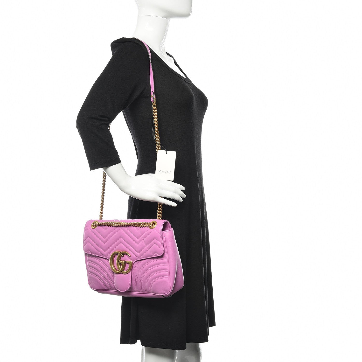 Gucci Calfskin Matelasse Medium GG Marmont Shoulder Bag Candy Mousse 2 of 11