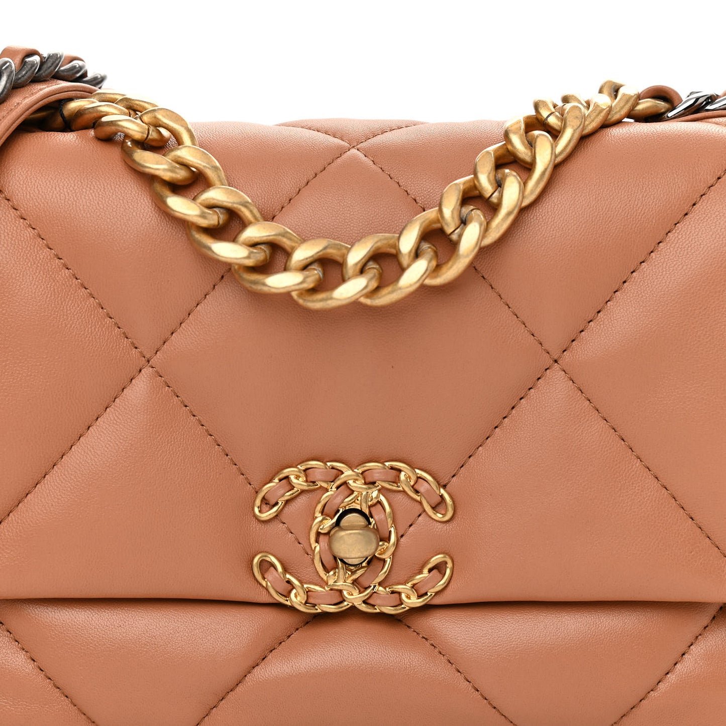 Lambskin Quilted Medium Chanel 19 Flap Brown
