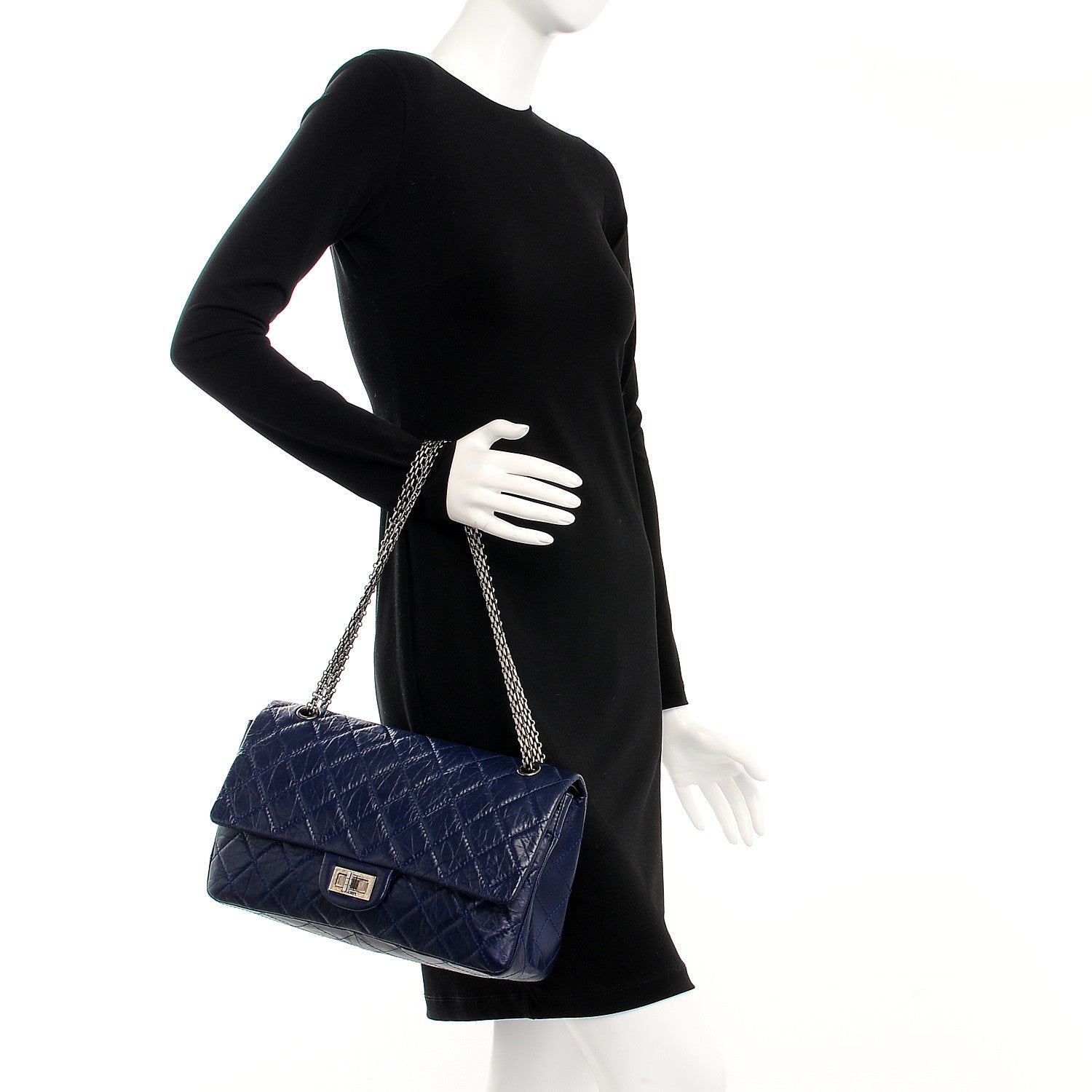 Chanel Aged Calfskin Quilted 2.55 Reissue 227 Flap Dark Blue 2 of 8