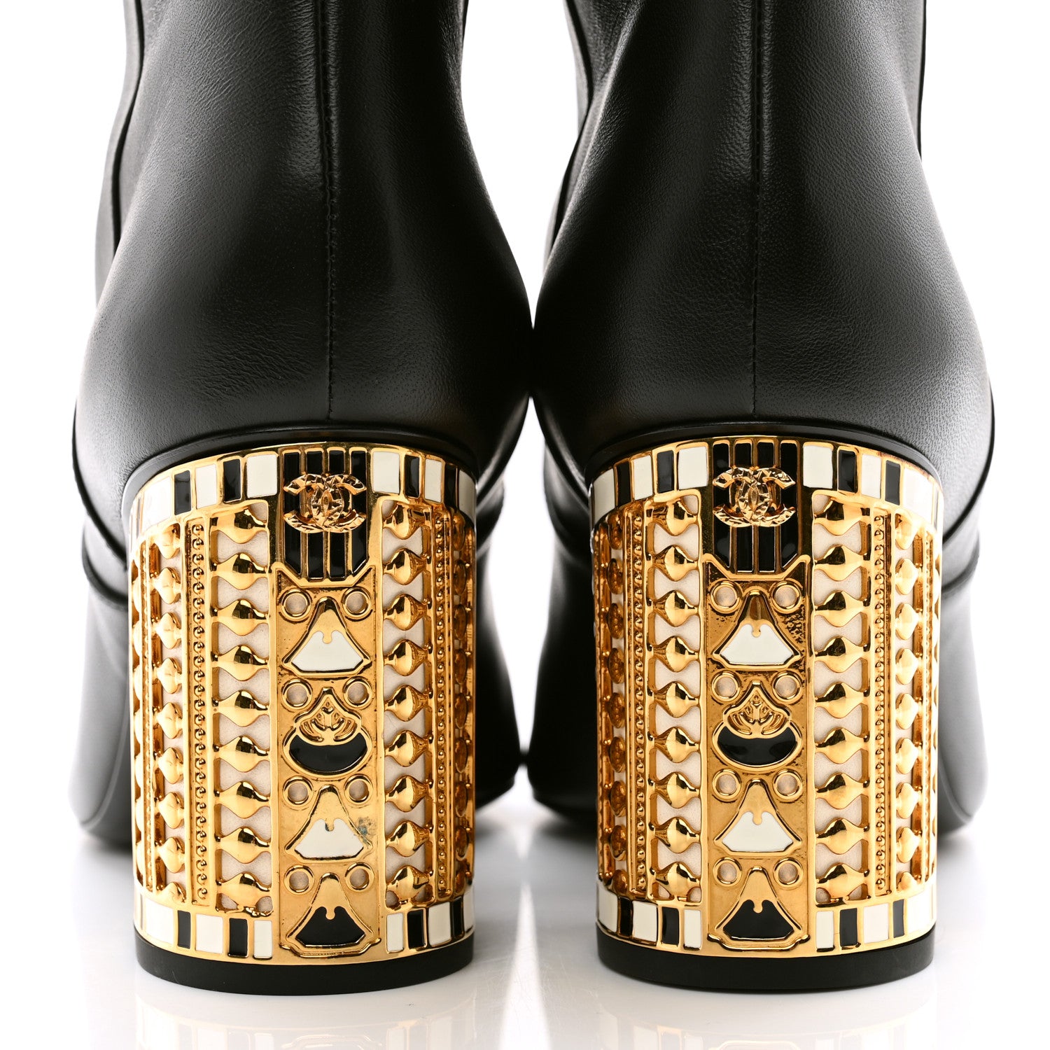 Chanel Lambskin Cap Toe Metiers D'Art High Boots 38 Black 6 of 10