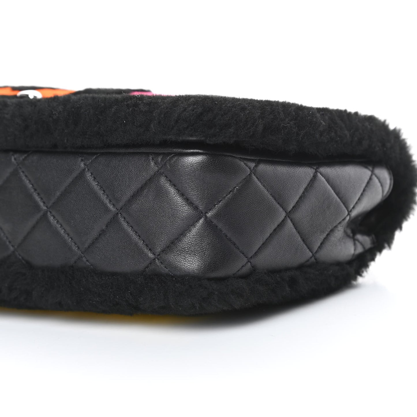 Shearling Lambskin Medium Chanel 100% Flap Black