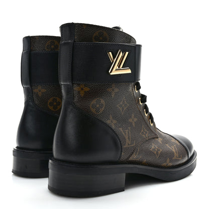 Louis Vuitton Calfskin Monogram Wonderland Flat Ranger Boots 39.5 Black 4 of 7