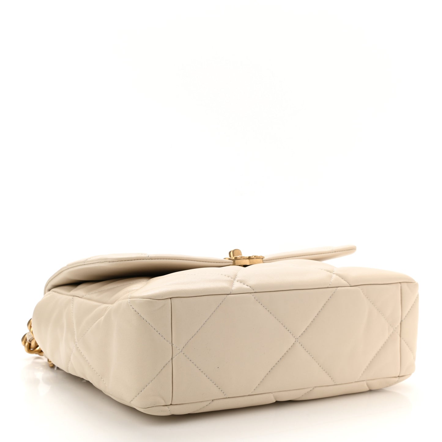 Lambskin Quilted Large Chanel 19 Flap Light Beige