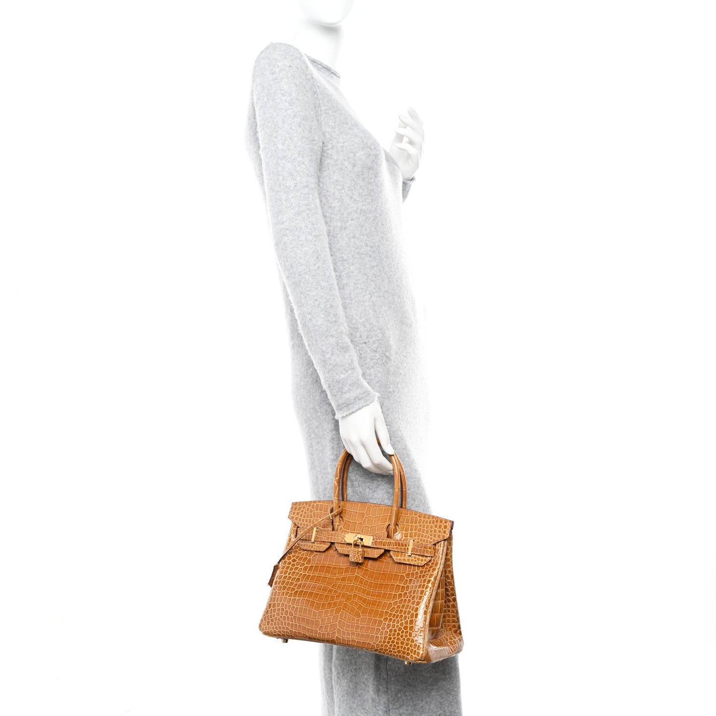 Shiny Porosus Crocodile Birkin 30 Tabac Camel