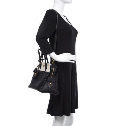 Prada Saffiano City Calf Medium Esplanade Tote Black White 2 of 11