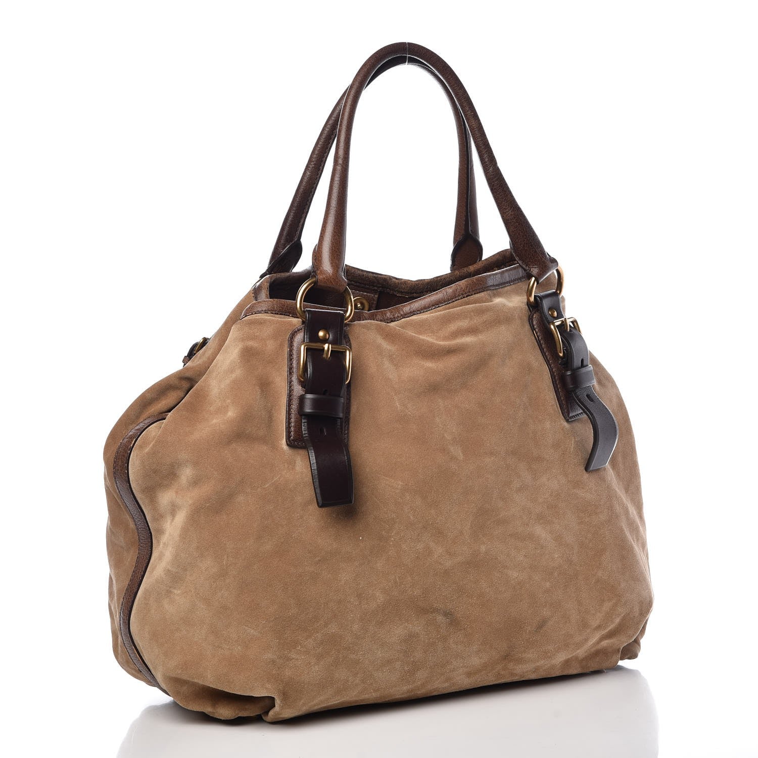 Prada Scamosciato Suede Satchel Light Brown 3 of 18