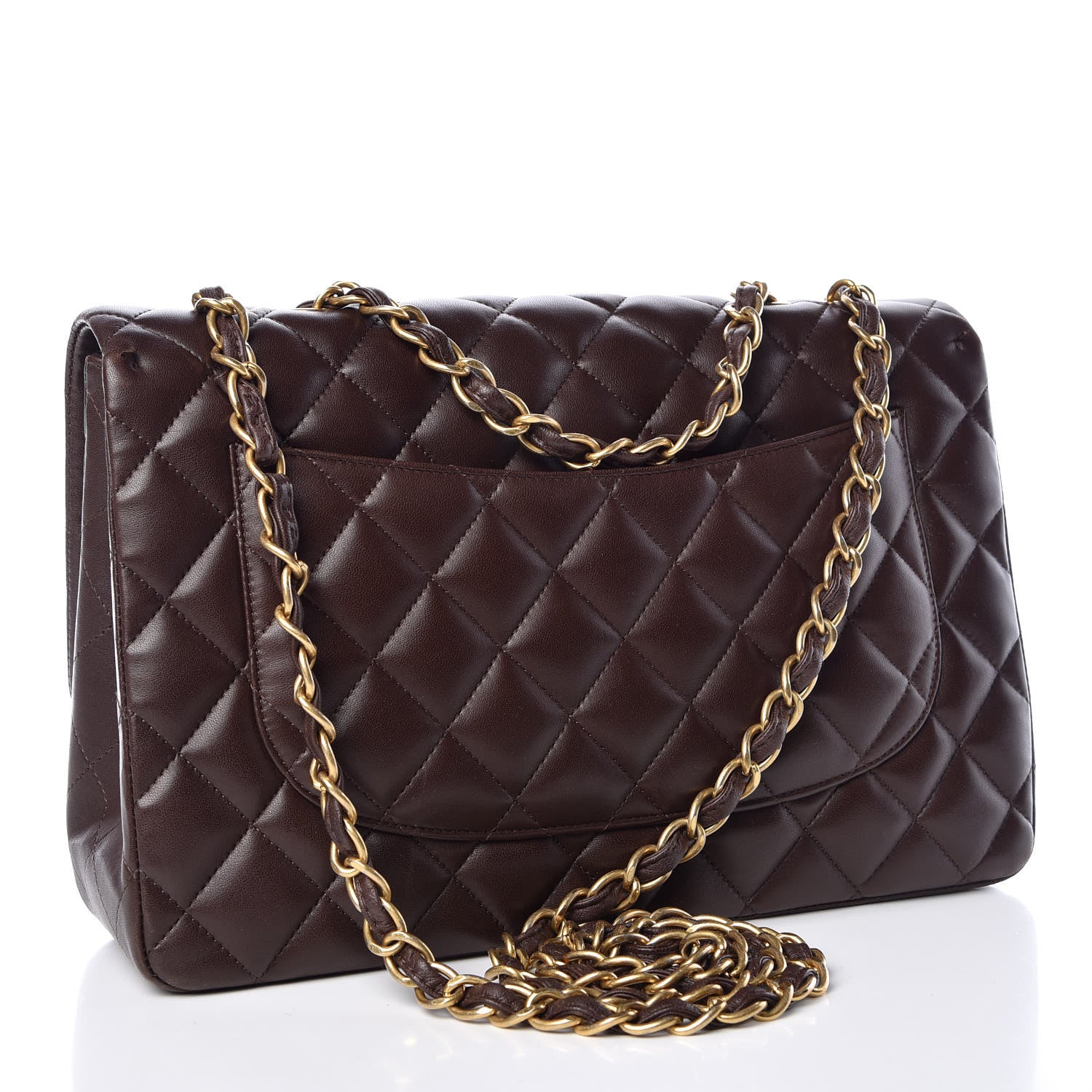 Chanel Lambskin Quilted Jumbo Single Flap Dark Brown 3 of 11