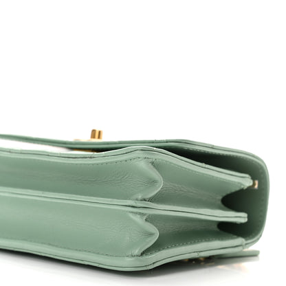 Chanel Shiny Calfskin Quilted Top Handle Flap Clutch With Chain Light Green 10 of 11