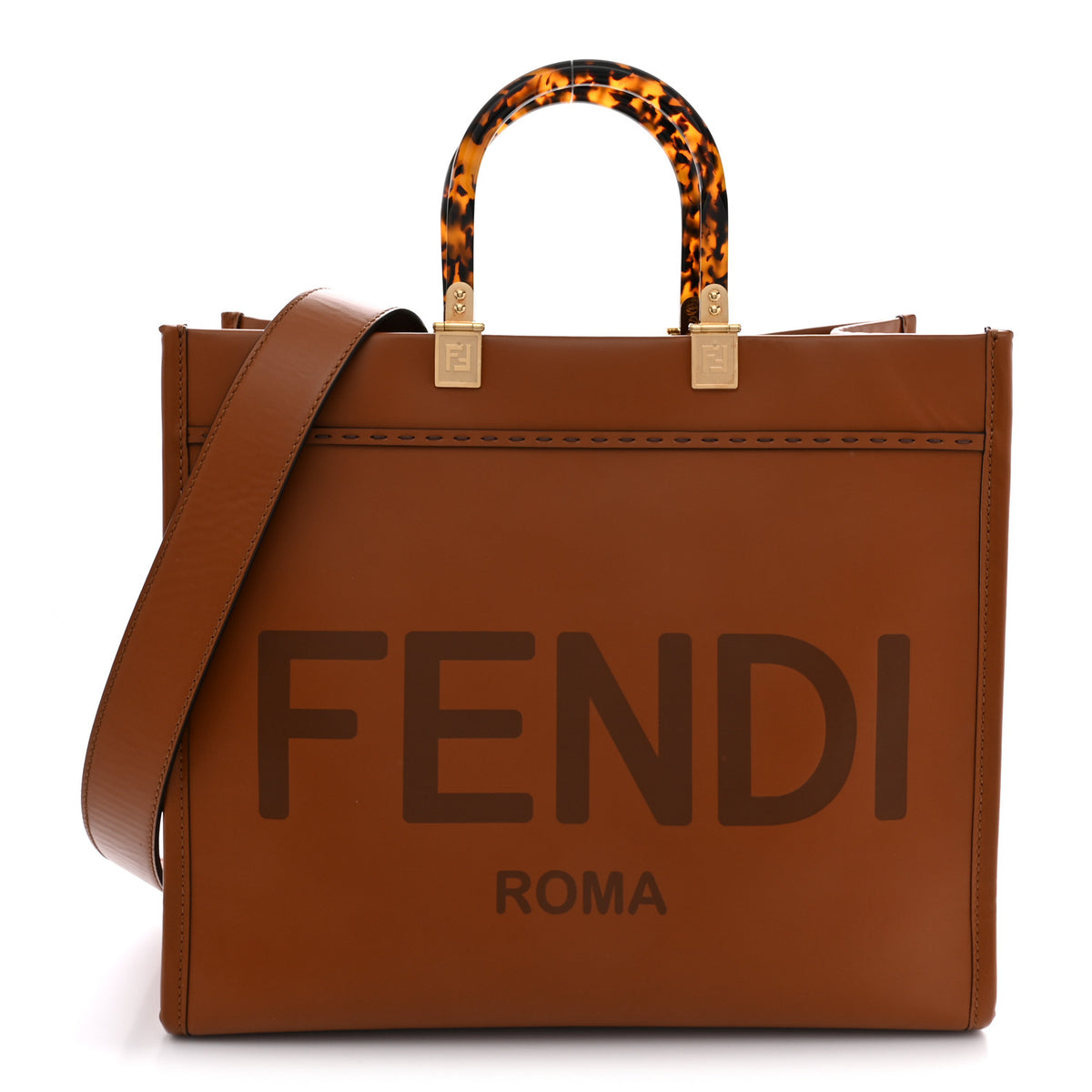 Vitello King Plexiglass Medium Fendi Sunshine Shopper Tote Cuoio