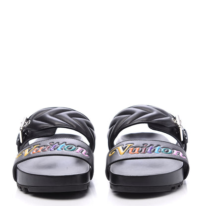 Louis Vuitton Calfskin New Wave Bom Dia Mule Sandals 38 Black 2 of 7