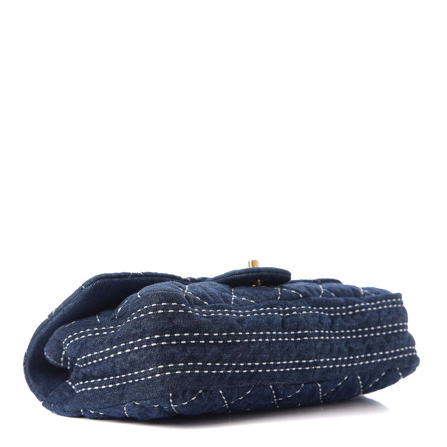 Denim Quilted Medium Denim Trip Single Flap Blue