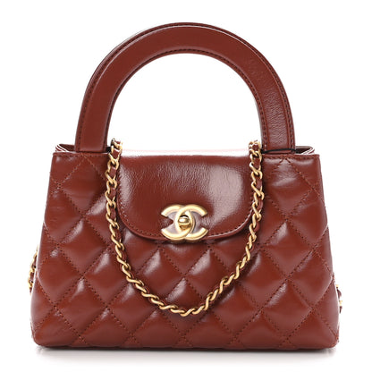 Chanel Shiny Aged Calfskin Quilted Nano Kelly Shopper Brown 1 of 11