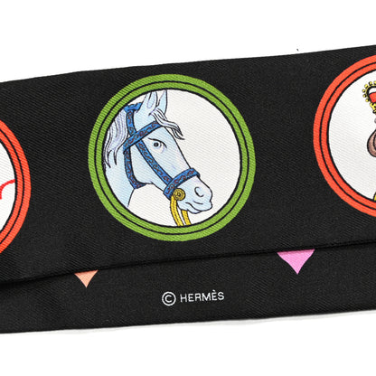 Hermes Silk Tea Time Twilly Black Rouge Multicolor 3 of 4