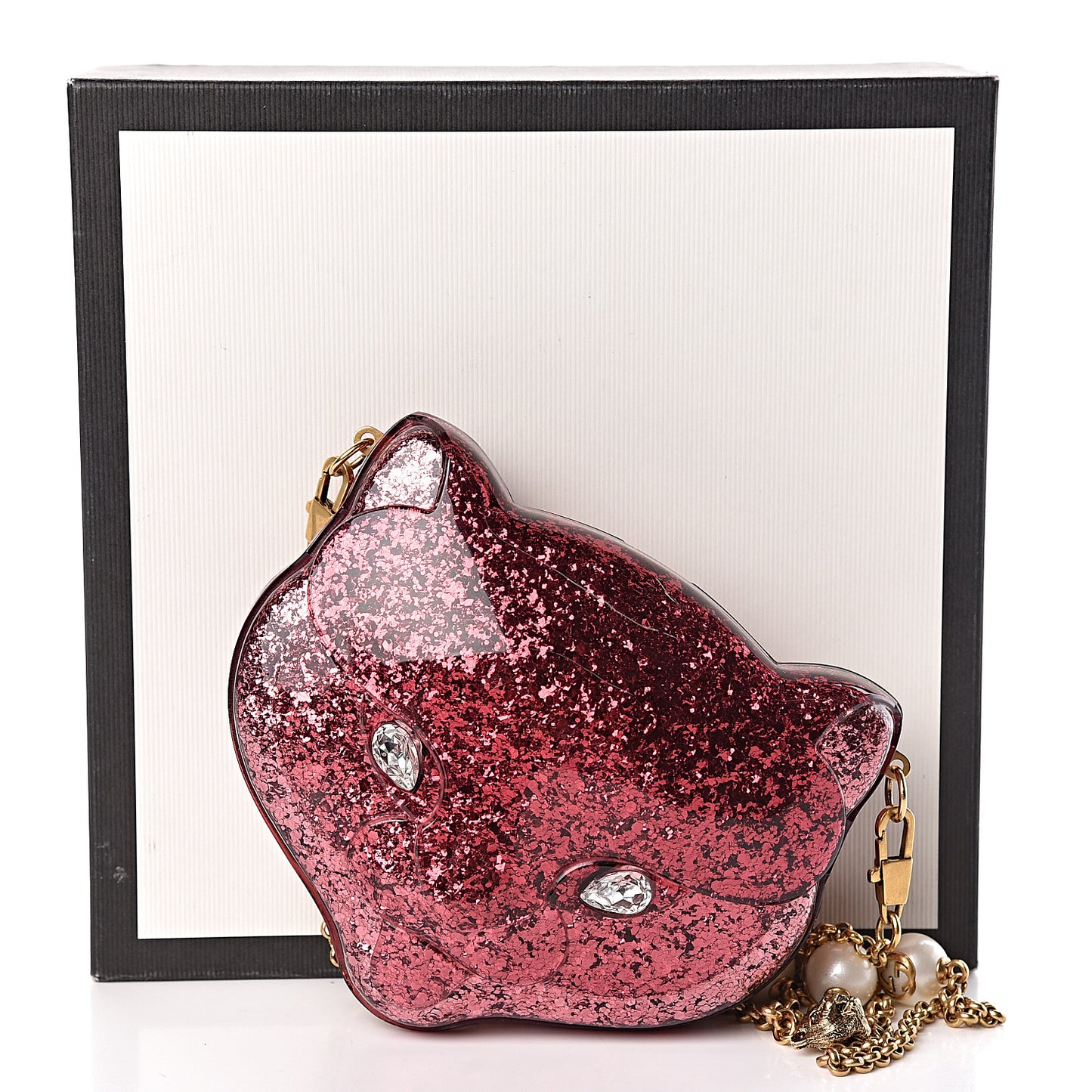 Glitter Plexiglass Kitty Clutch Red